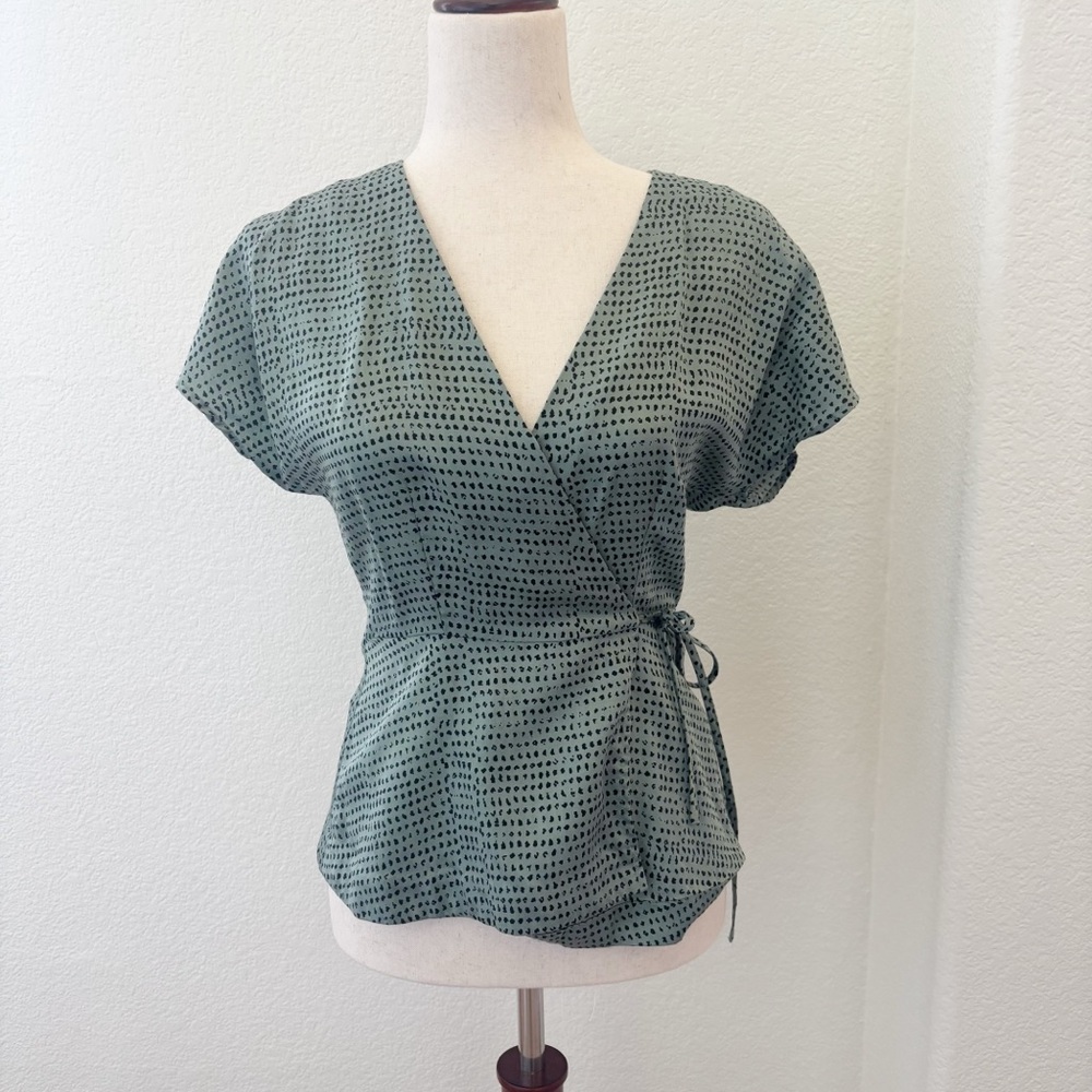& Other Stories green printed wrap blouse Size 4